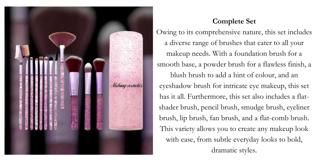 Mehaay Shiny Violet Makeup brushes Pack of 12 