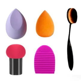 Mehaay Makeup Sponge +Mushroom Blender + Brush cleaner + Oval brush ( Set of 5 Pcs)