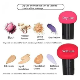Mehaay Makeup Sponge +Mushroom Blender + Brush Cleaner (Set of 5Pcs)
