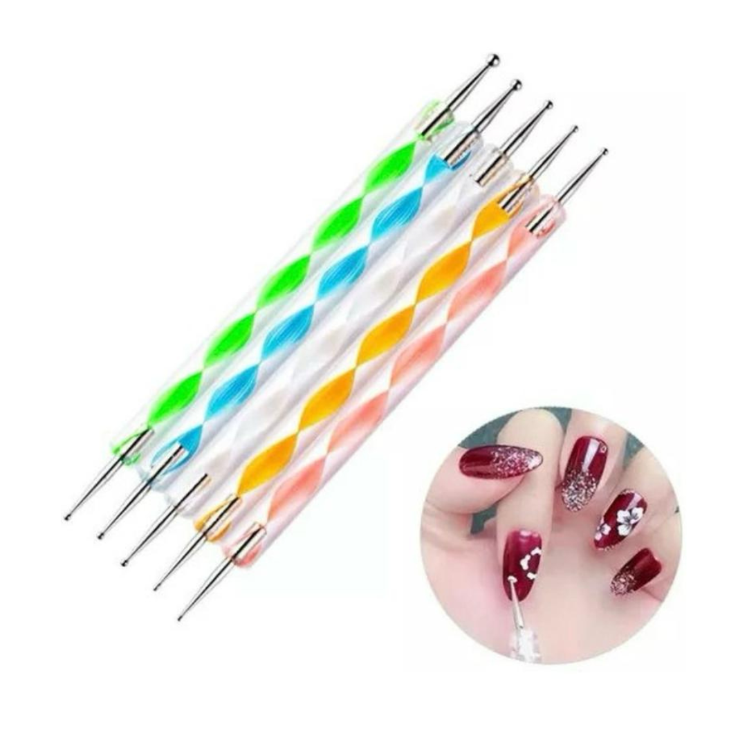 Mehaay Cosmetics Nail Art Kit - 48 Pcs Glass Bottles Glitter Stones, 100 Nails, 5 Nail Dotting Pen with 2 Glue