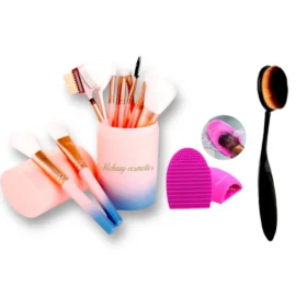 Mehaay Makeup brushes with storage Foundation brush and Brush cleaner Pack 15