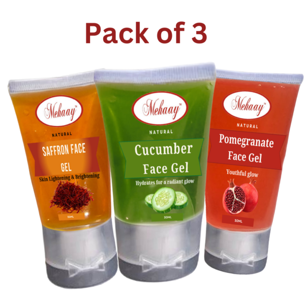 Mehaay Naturals Saffron , Pomegranate & Cucumber Face Gel (30g x 3)