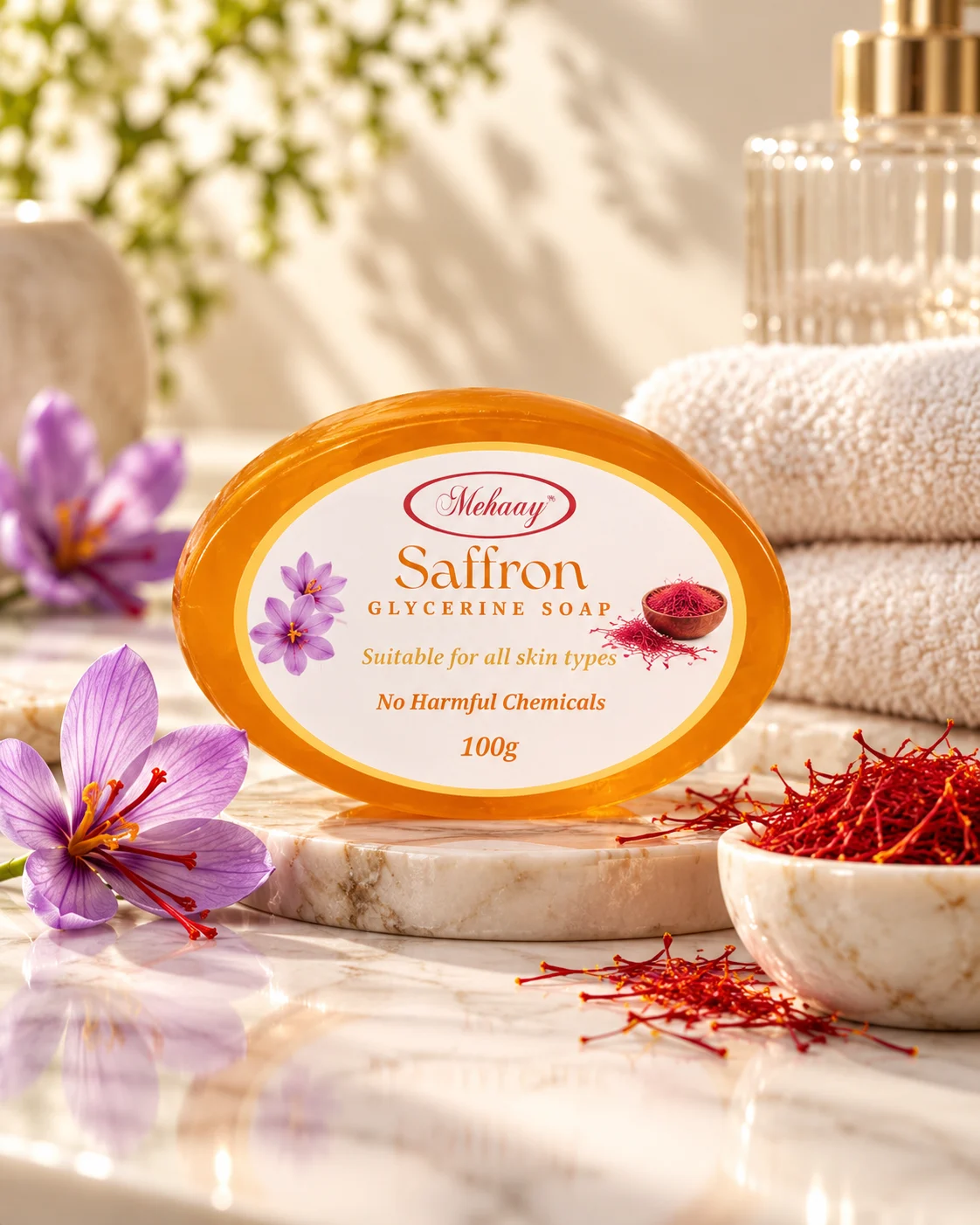 MEHAAY BODY CARE - SAFFRON GLYCERINE SOAP FOR BRIGHT SKIN
