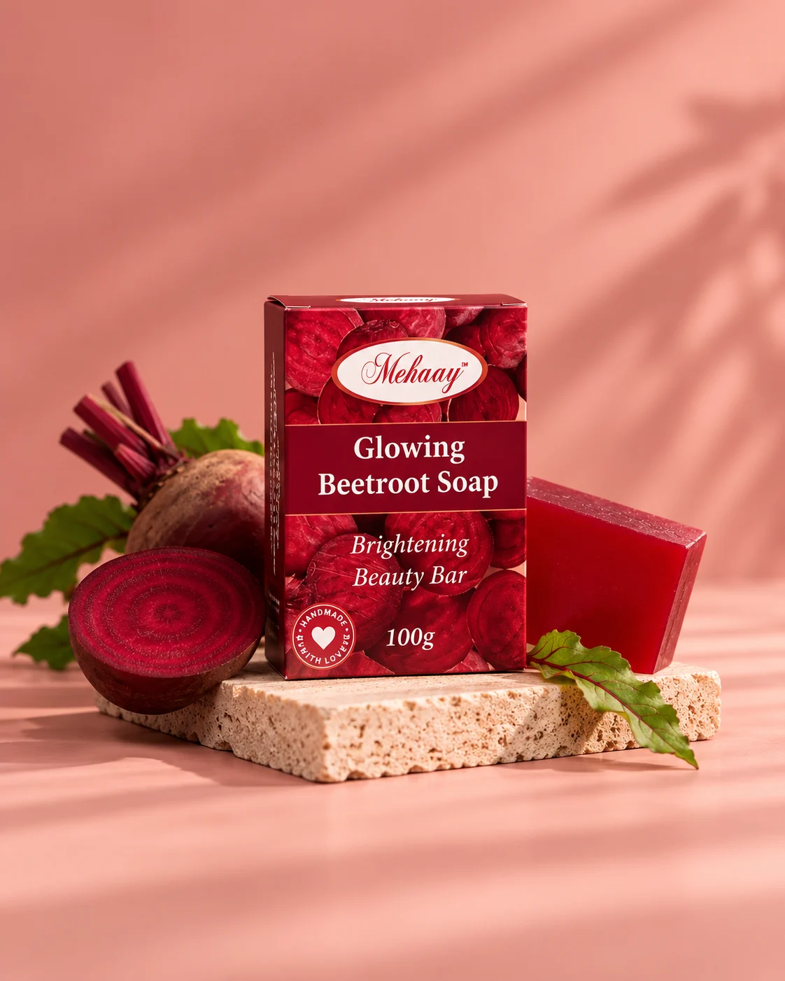 MEHAAY GLOWING BEETROOT SOAP FOR EVERYDAY GLOWING SKIN.