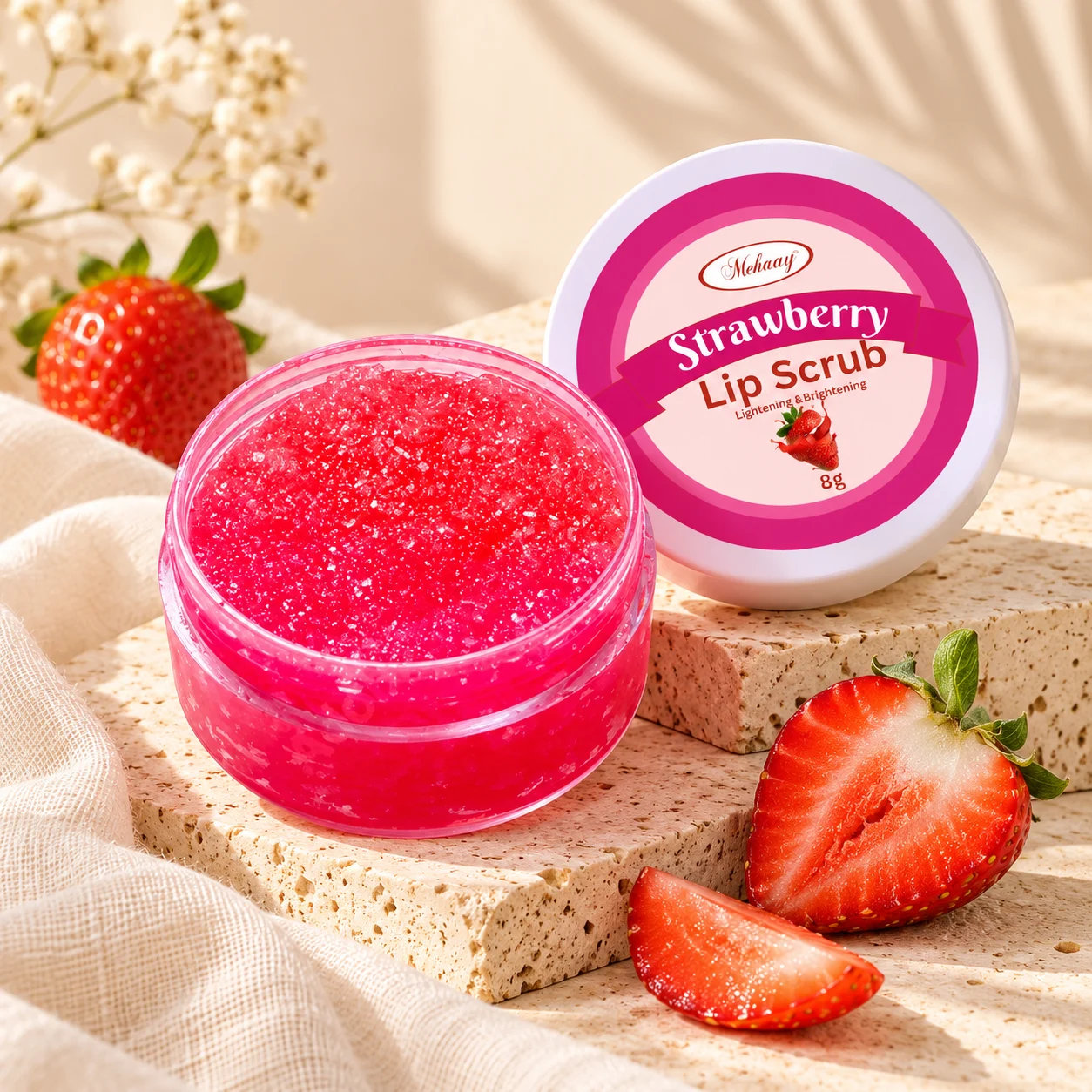 Mehaay Strawberry lip scrub for soft lips
