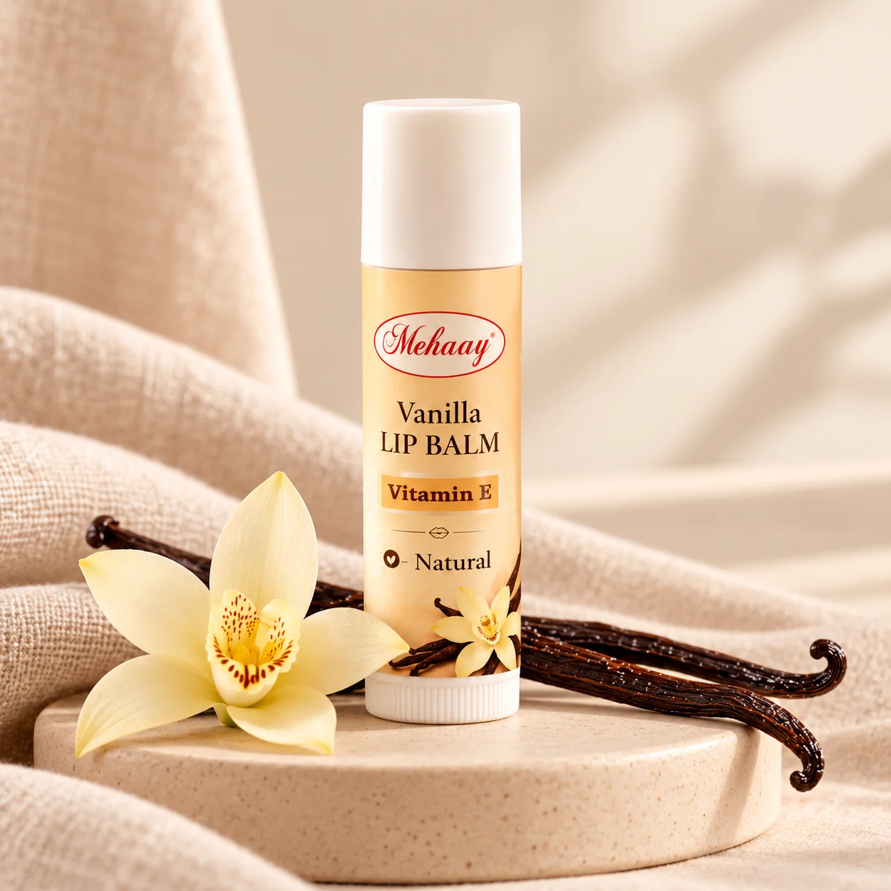 Mehaay Naturals Vanilla lip balm for everyday lip care routine