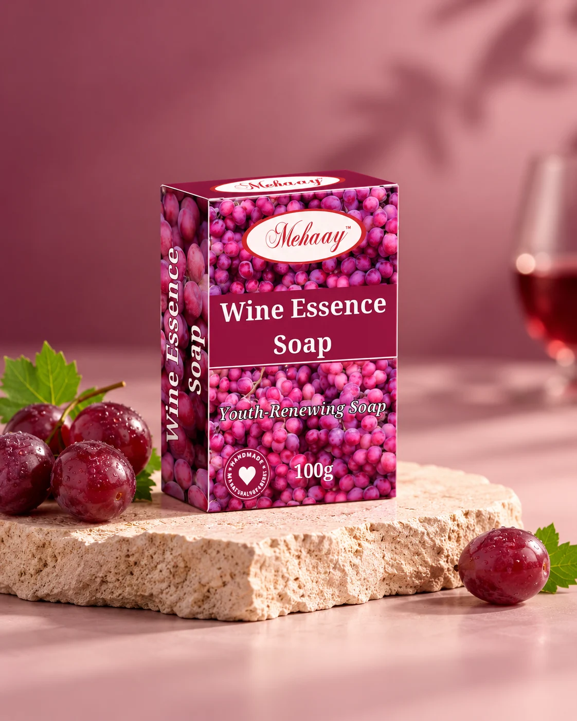 MEHAAY WINE ESSENCE SOAP FOR RADIANT SKIN.